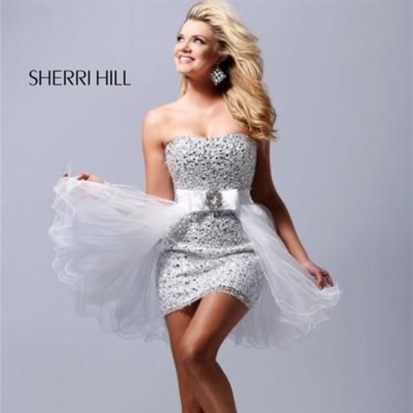 Sherri Hill Cocktail Sequinned Dress w/ Removable Skirt -  Style #2308 - Picture 2 of 6